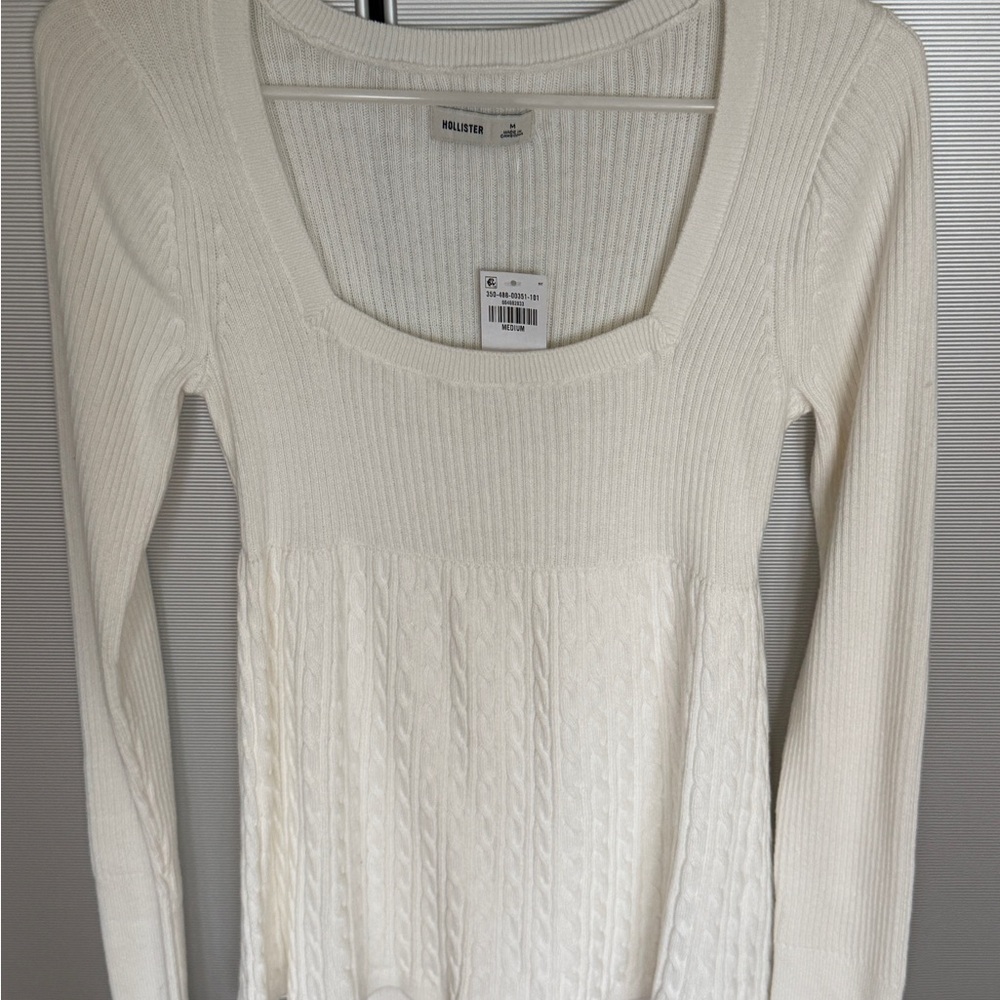 NWT Hollister Ivory Rib Cable Knit Long Sleeve Top